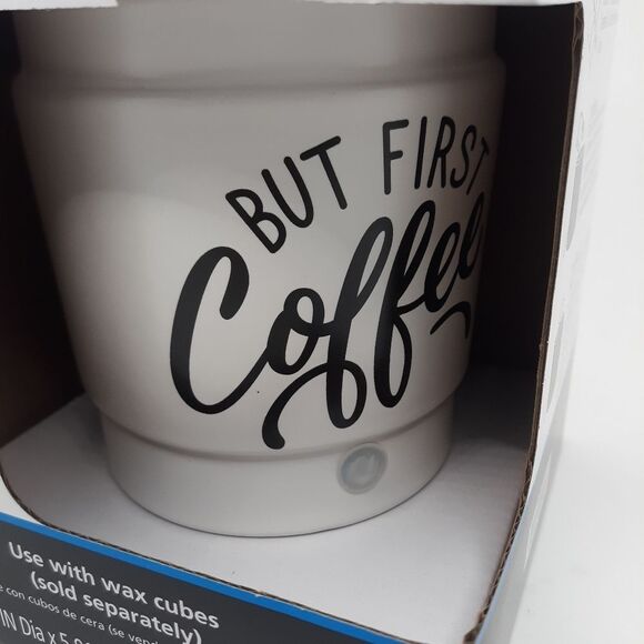 Electric But First Coffee Ceramic Wax Warmer White Brown 3.58 x 4.22 x 5… - Picture 13 of 13